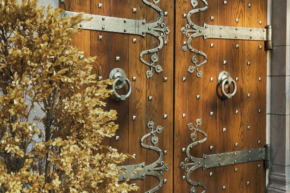 Elegant wooden entry door